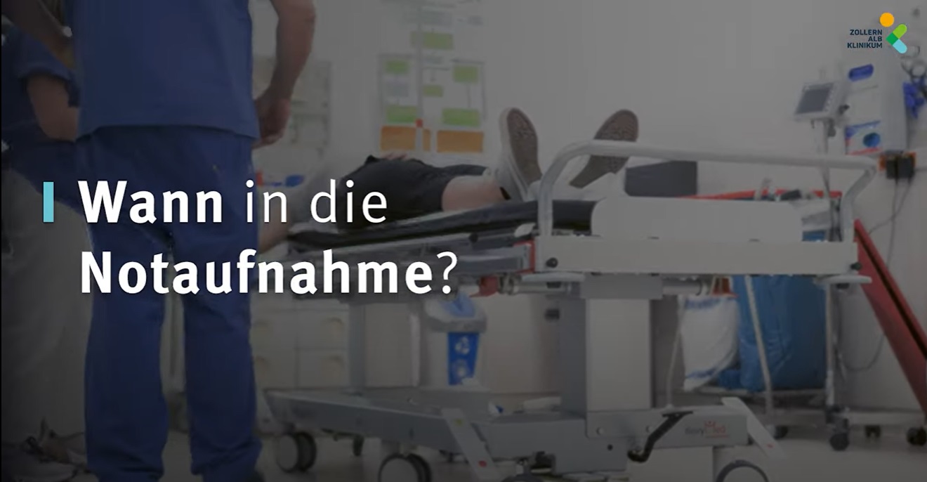 Video-Sreenshot mit dem Schriftzug "Wann in die Notaufnahme?"